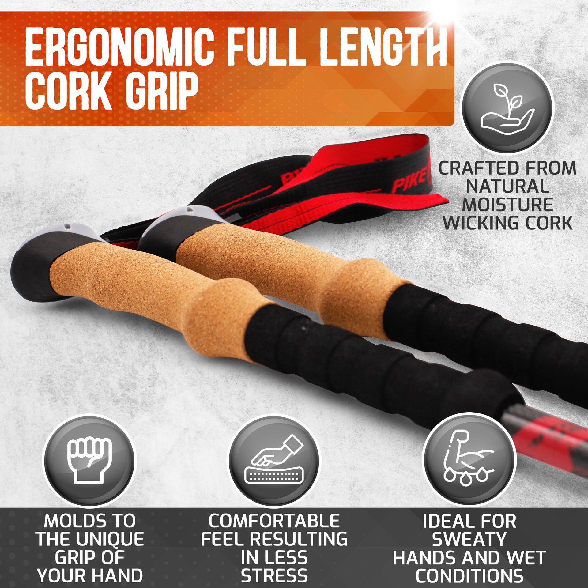 Pike Trail Carbon Fiber Trekking Poles Adjustable Lightweight Hiking Sticks