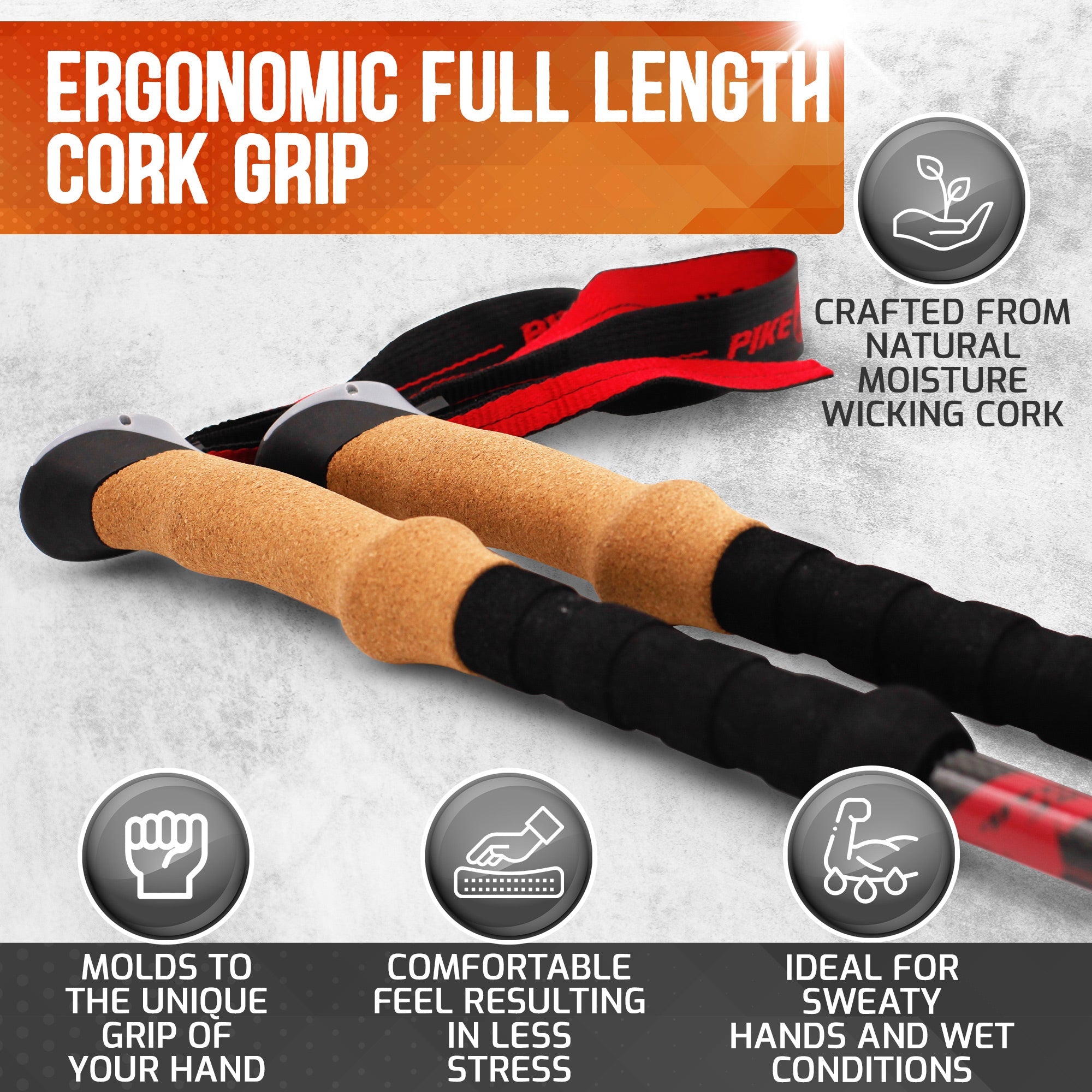Pike Trail Carbon Fiber Trekking Poles Adjustable Lightweight Hiking Sticks
