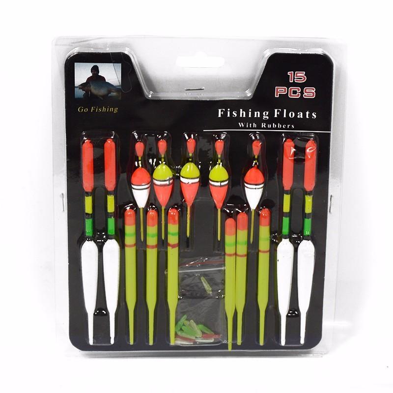LEO 15pcs Plastic Fishing Float Bobbers Tube Buoy Tackle Set