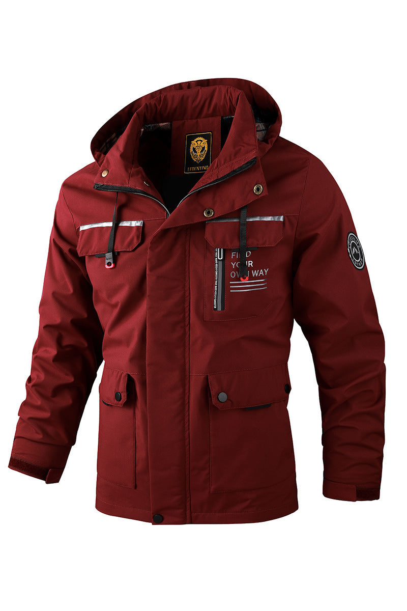 Men Casual Hooded Windbreaker Waterproof Soft Shell Winter Warm Outdoor Jacket