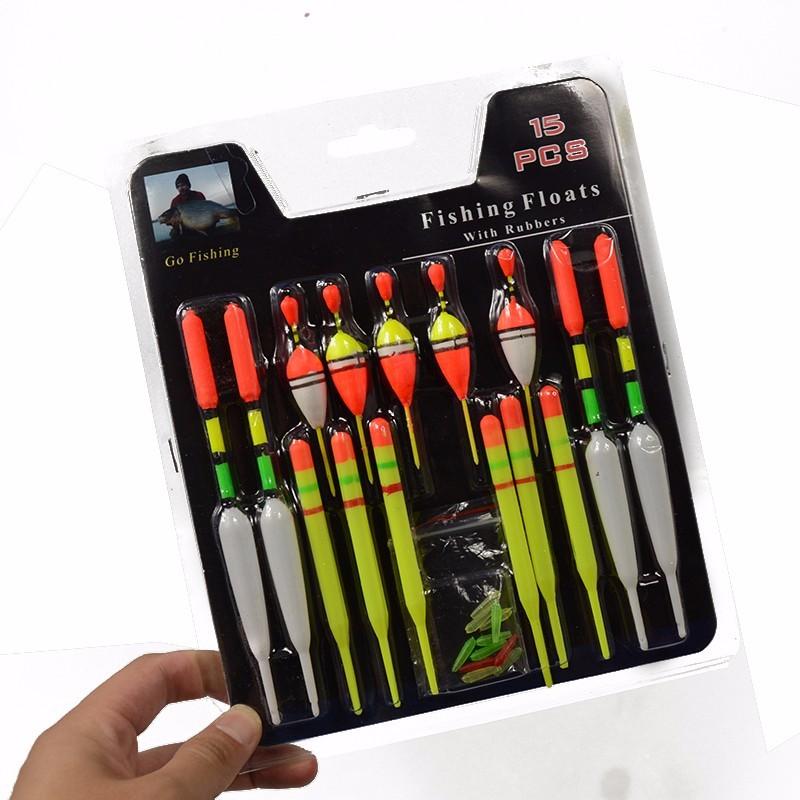 LEO 15pcs Plastic Fishing Float Bobbers Tube Buoy Tackle Set