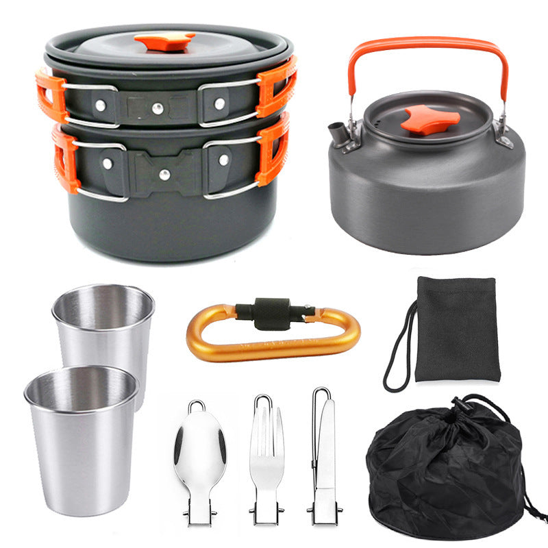 Portable Camping Mess Kit Outdoor Cookware Hiking Picnic Cooking Set
