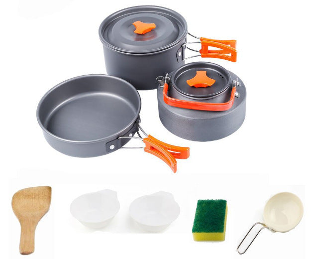 Portable Camping Mess Kit Outdoor Cookware Hiking Picnic Cooking Set
