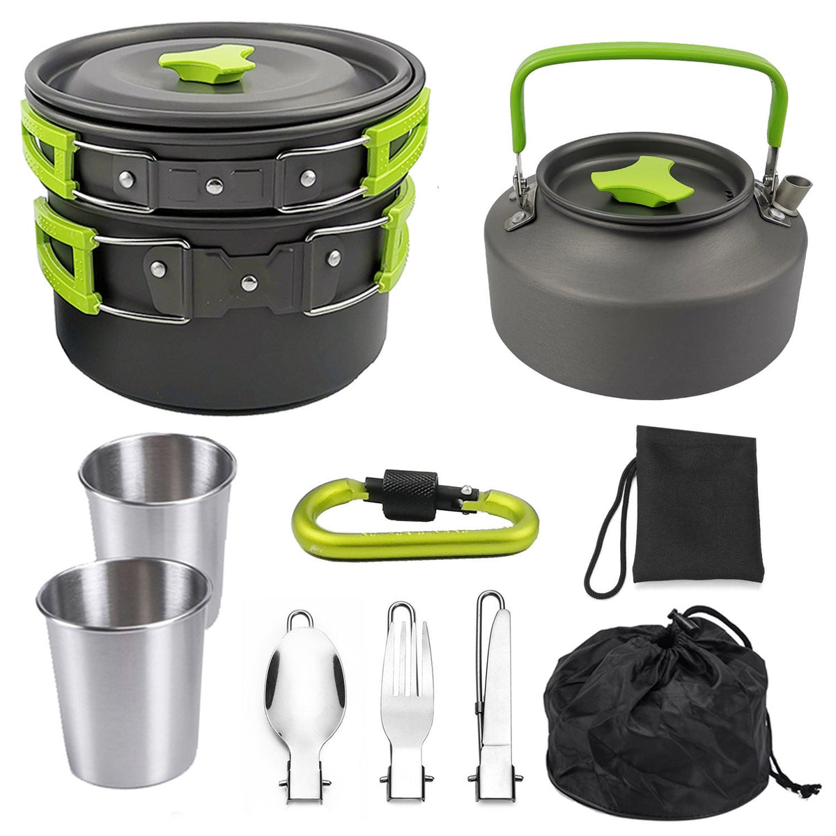 Portable Camping Mess Kit Outdoor Cookware Hiking Picnic Cooking Set