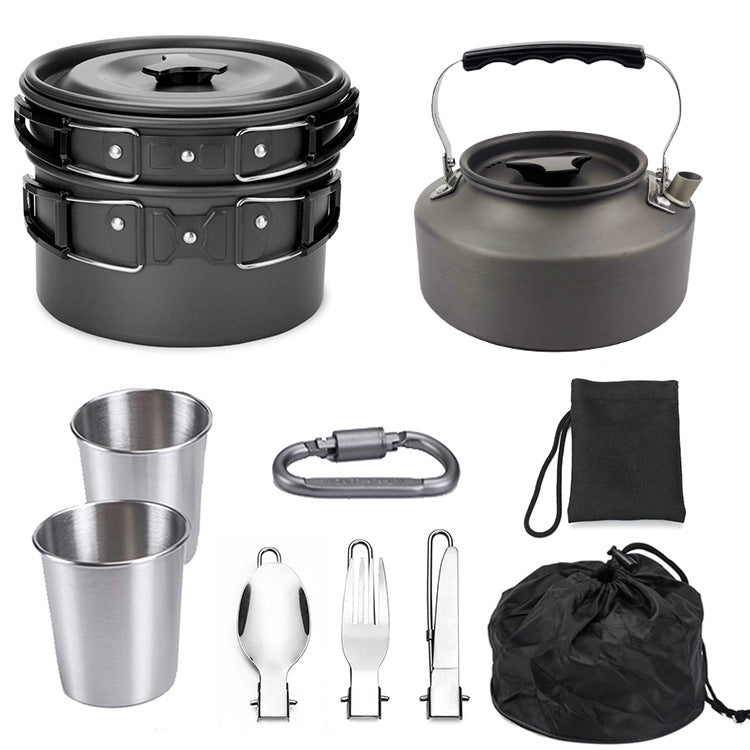 Portable Camping Mess Kit Outdoor Cookware Hiking Picnic Cooking Set
