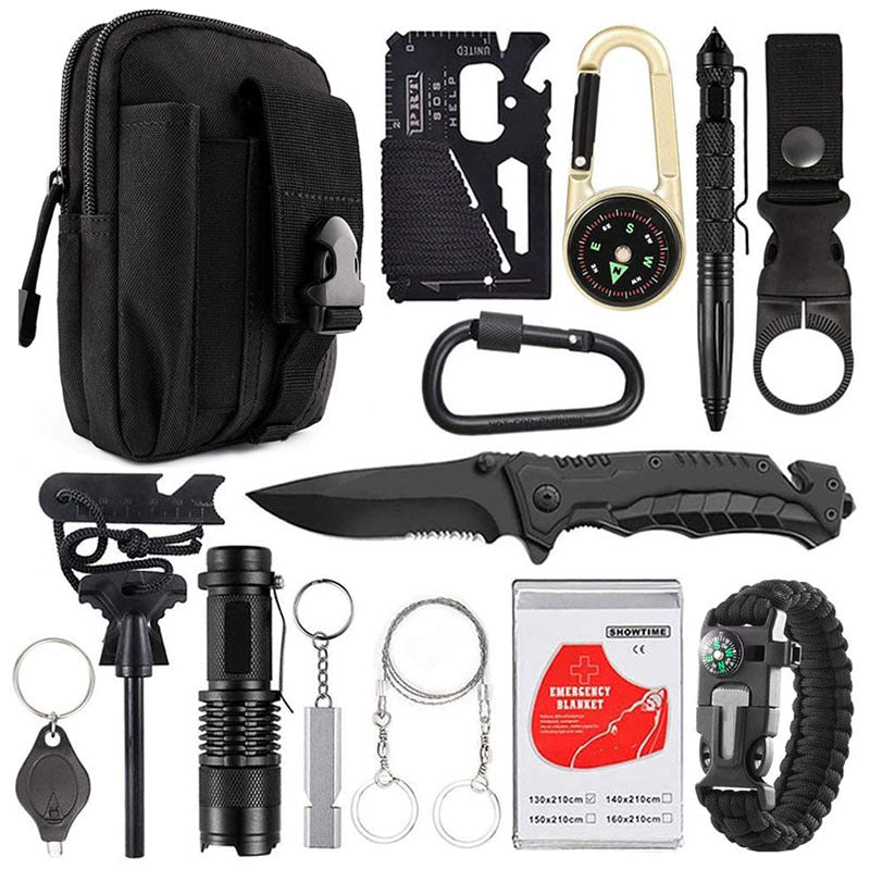 Multi-Function Outdoor Camping Survival Tool SOS Self Defense Equipment Kit