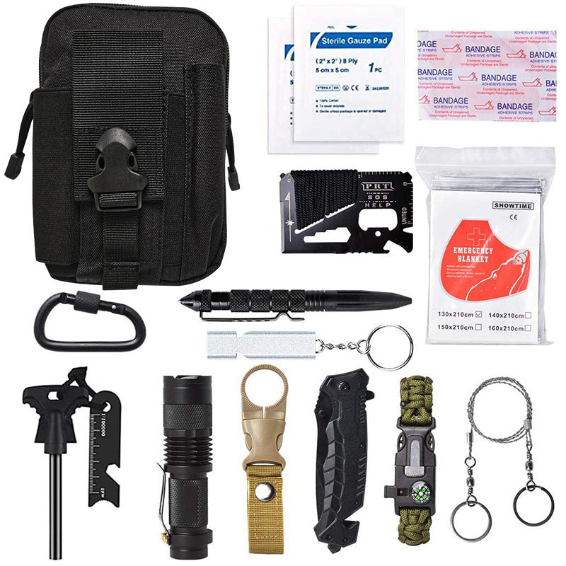 Multi-Function Outdoor Camping Survival Tool SOS Self Defense Equipment Kit