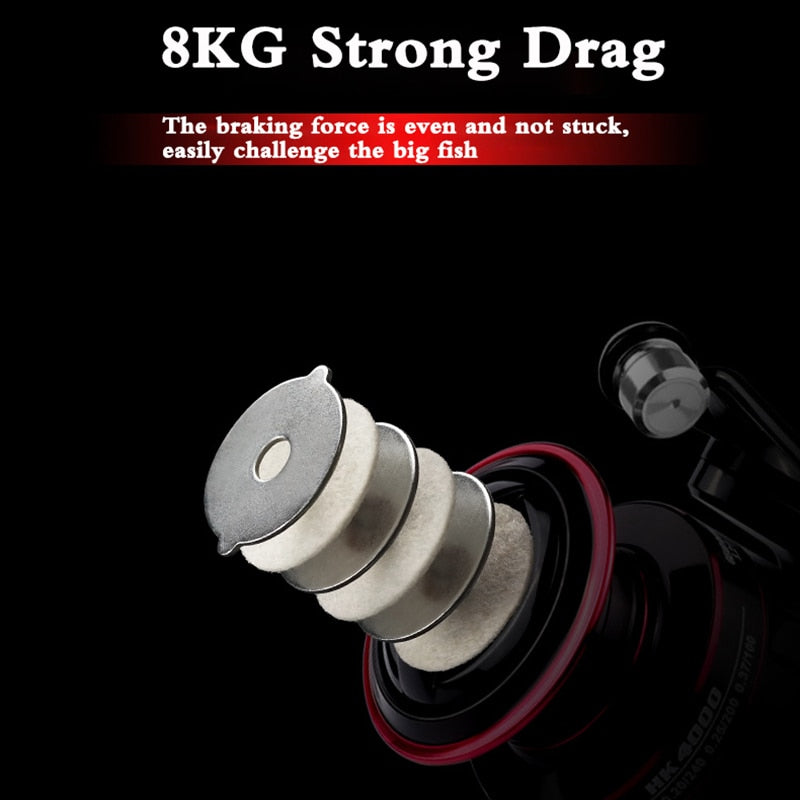 Spinning Fishing Reel 1000-7000 Metal Spool 8kg Drag Saltwater Carp