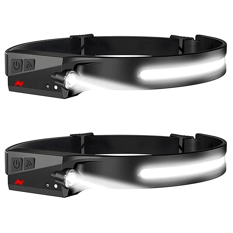 USB Rechargeable LED Headlamp Waterproof Motion Sensor Camping Hiking Light