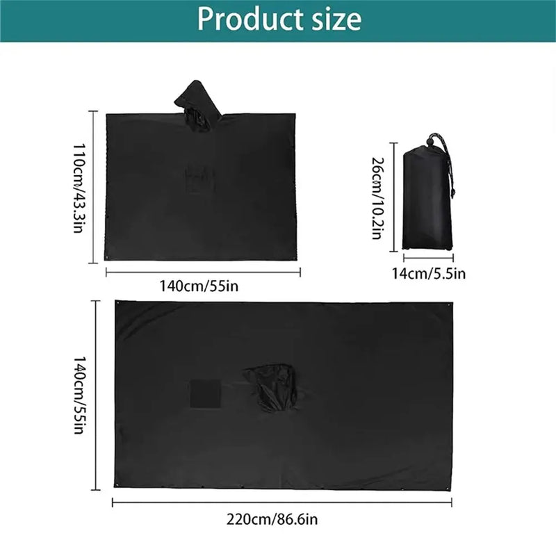 3-in-1 Military Rain Poncho Hooded Waterproof Camping Motorcycle Cover