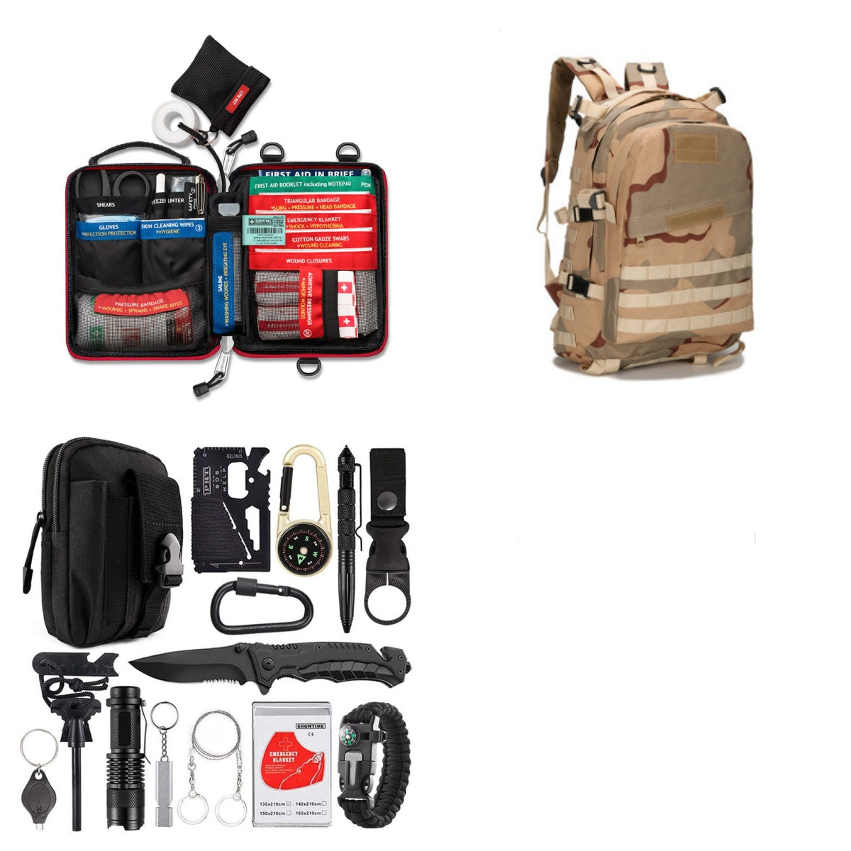 Multi-Function Outdoor Camping Survival Tool SOS Self Defense Equipment Kit