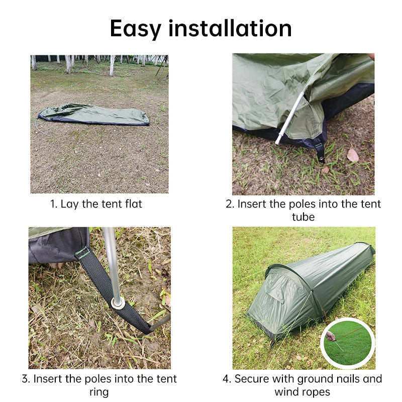 Lightweight Single Person Camping Tent Sleeping Bag Hiking Travel Gear