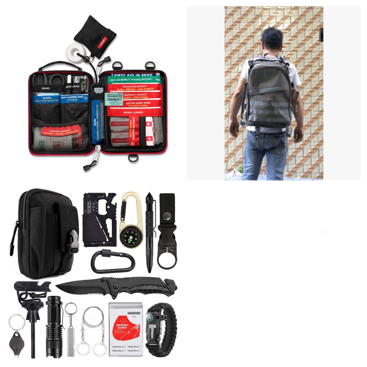 Multi-Function Outdoor Camping Survival Tool SOS Self Defense Equipment Kit
