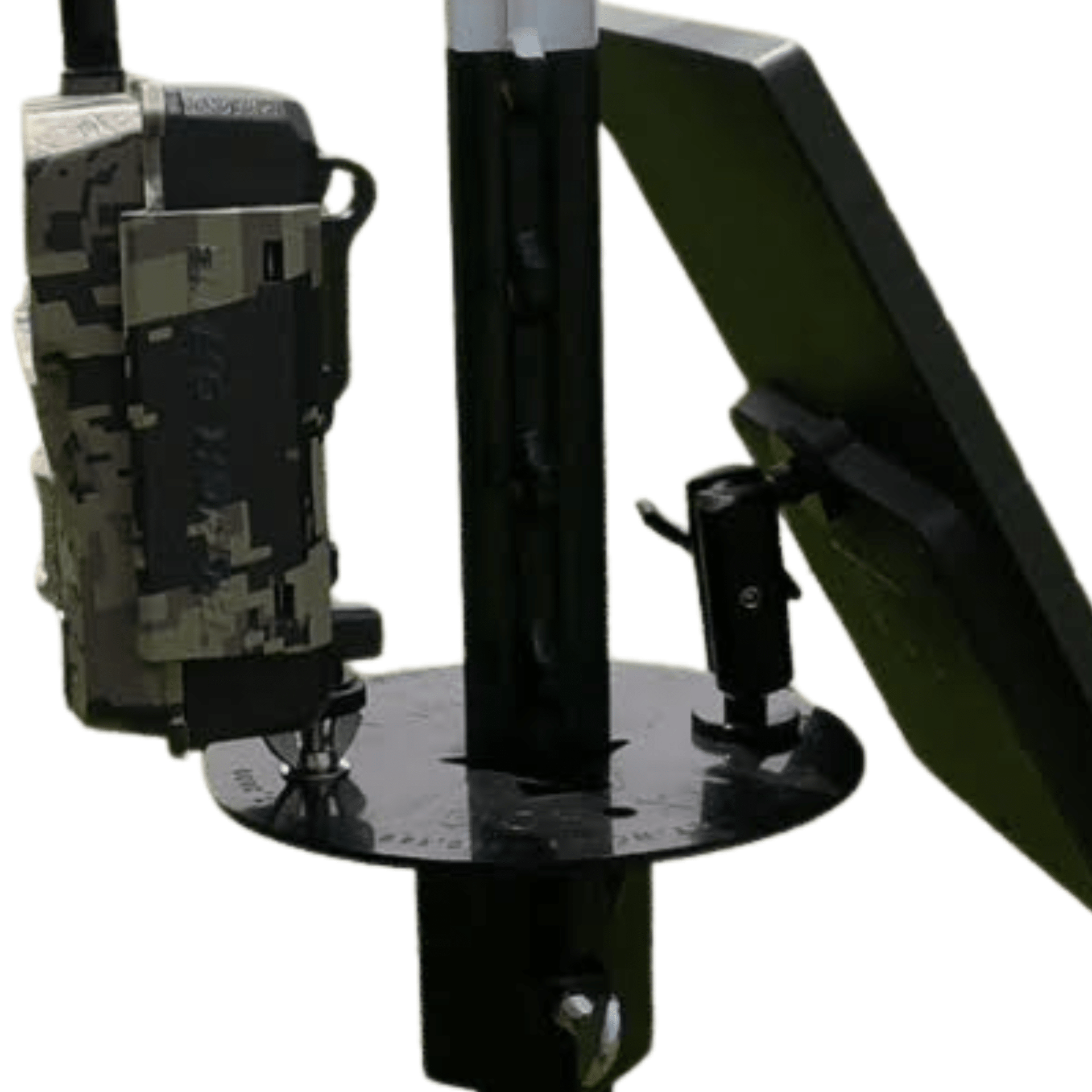 Patented T-Post Trail Camera & Solar Panel Mount — 1 Articulating Arm