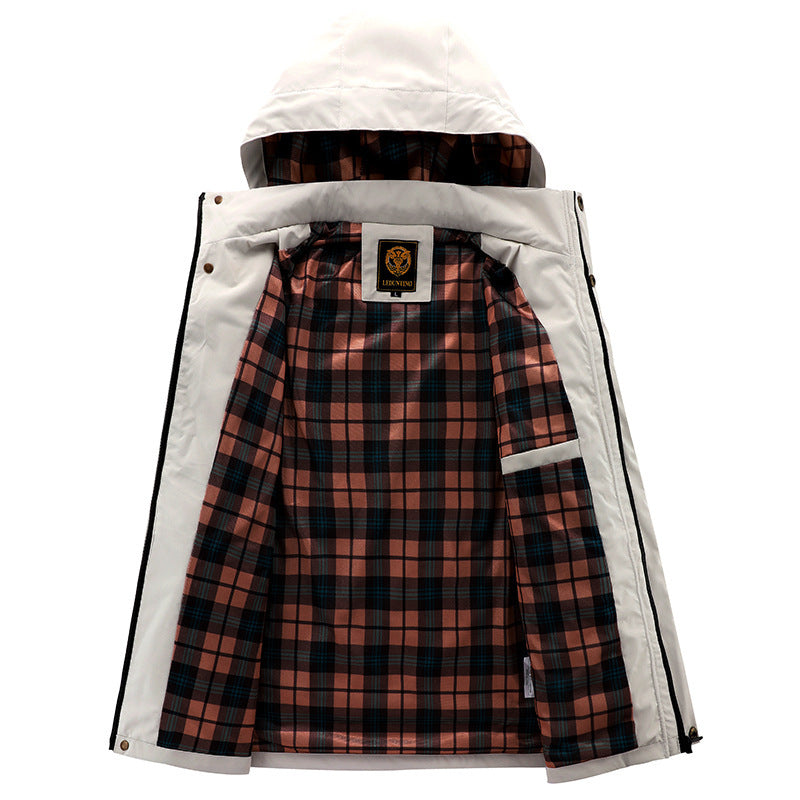 Men Casual Hooded Windbreaker Waterproof Soft Shell Winter Warm Outdoor Jacket