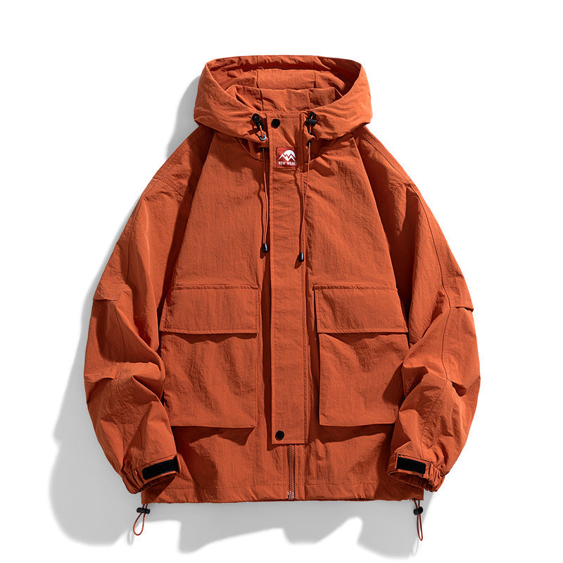 Windproof Waterproof Hooded Jacket Outdoor Work Loose Fit All Matching Coat