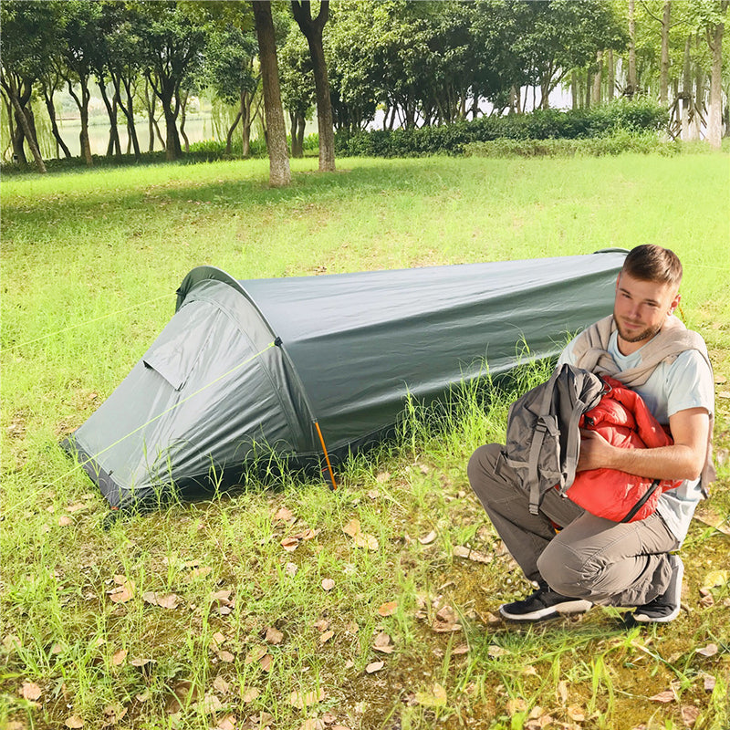 Lightweight Single Person Camping Tent Sleeping Bag Hiking Travel Gear