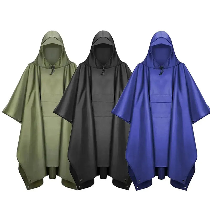 3-in-1 Military Rain Poncho Hooded Waterproof Camping Motorcycle Cover