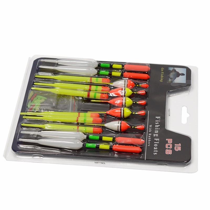 LEO 15pcs Plastic Fishing Float Bobbers Tube Buoy Tackle Set
