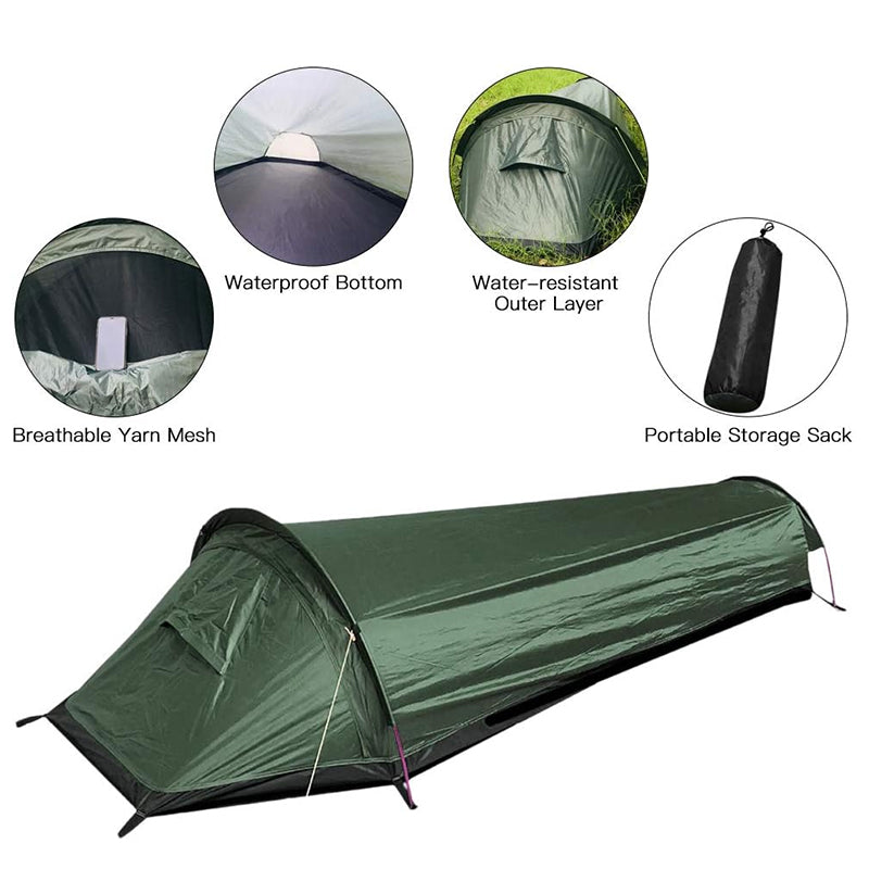 Lightweight Single Person Camping Tent Sleeping Bag Hiking Travel Gear