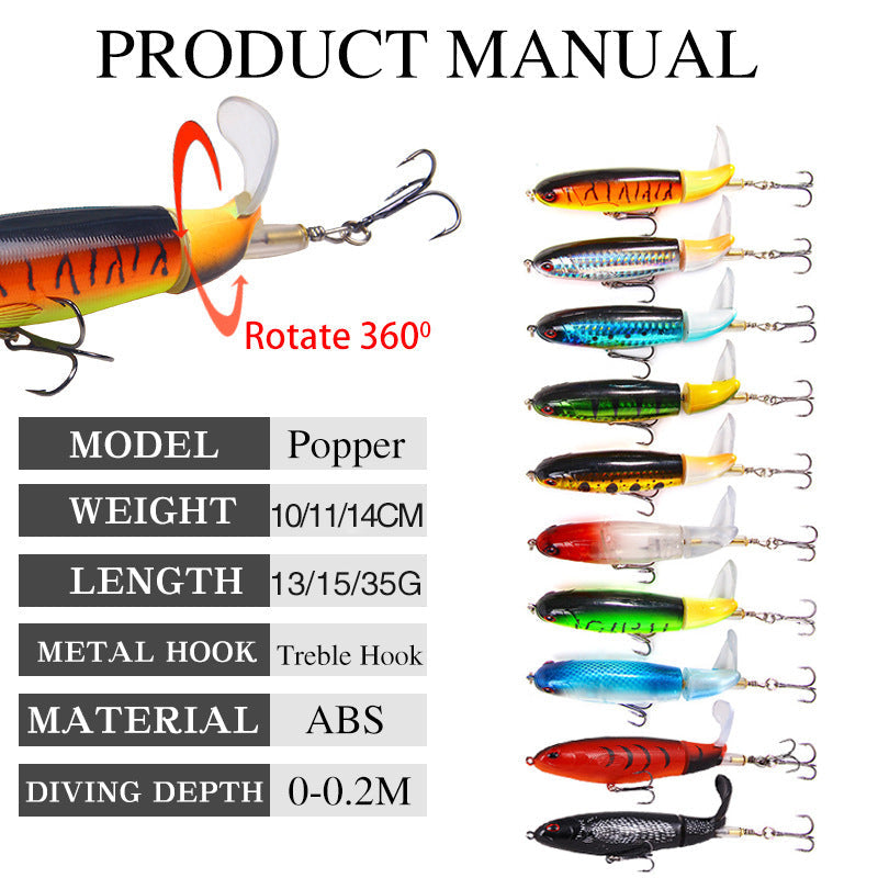 Luya Propeller Bait 15g 11cm Floating Pencil Fishing Lure Gear
