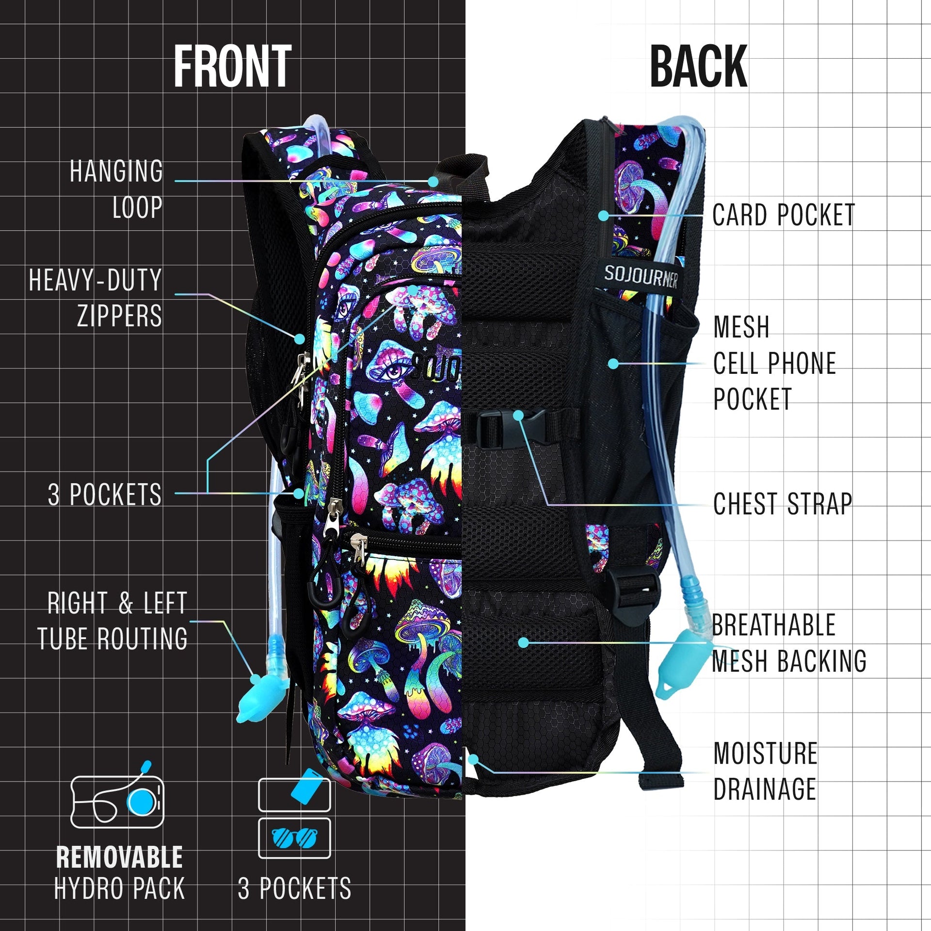Hydration Pack Backpack Medium Lightweight Water Bladder Hiking Running