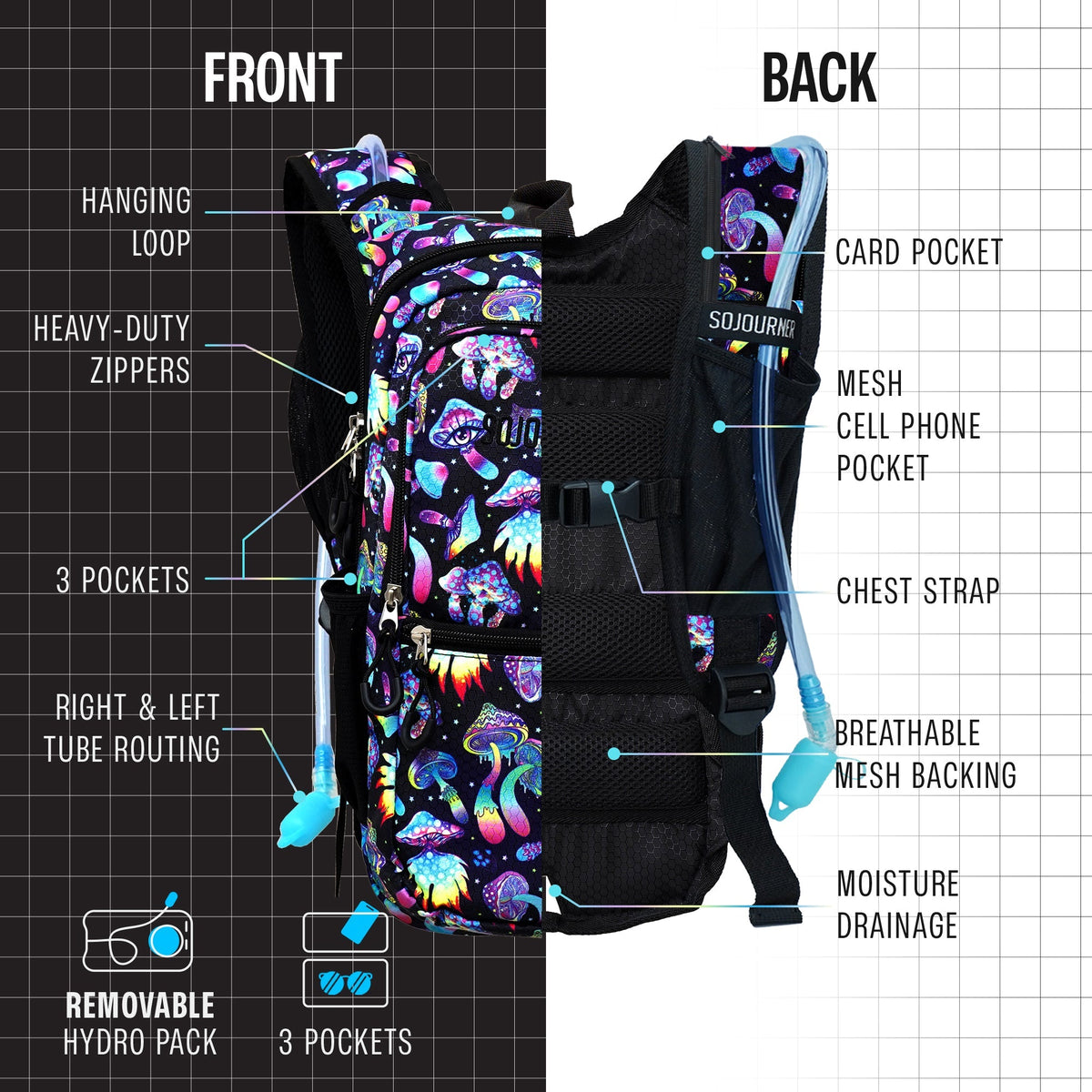 Hydration Pack Backpack Medium Lightweight Water Bladder Hiking Running