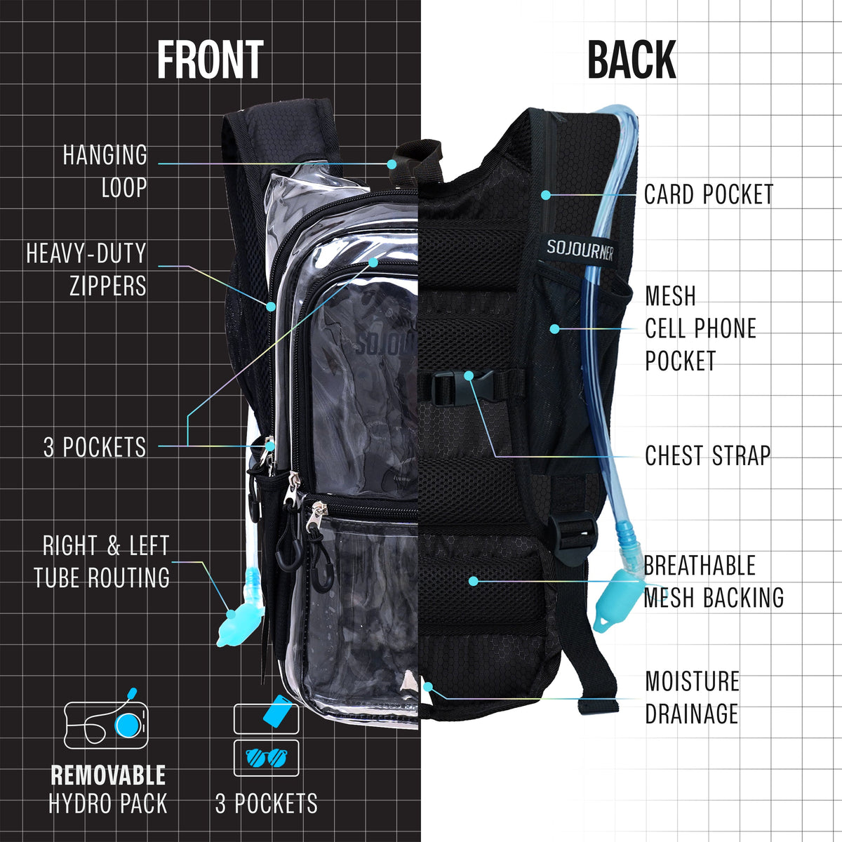 Hydration Pack Backpack Medium Lightweight Water Bladder Hiking Running