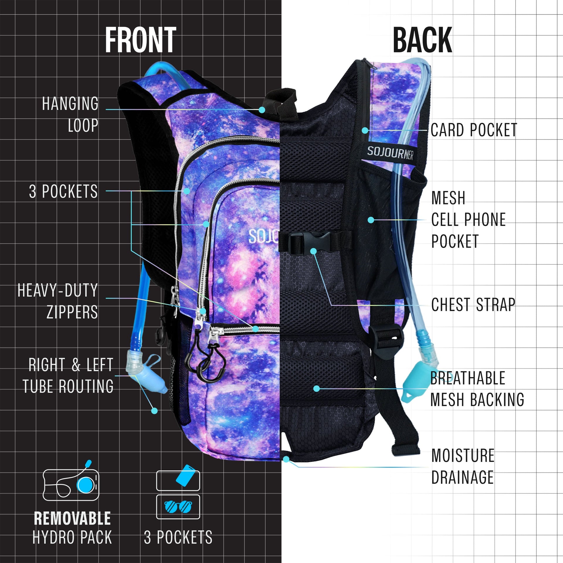Hydration Pack Backpack Medium Lightweight Water Bladder Hiking Running