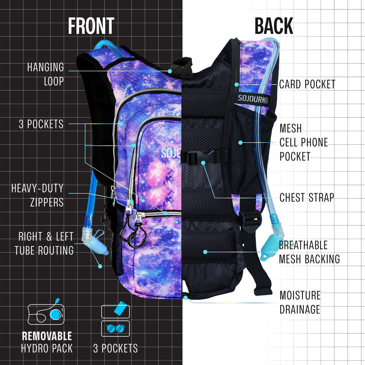 Hydration Pack Backpack Medium Lightweight Water Bladder Hiking Running