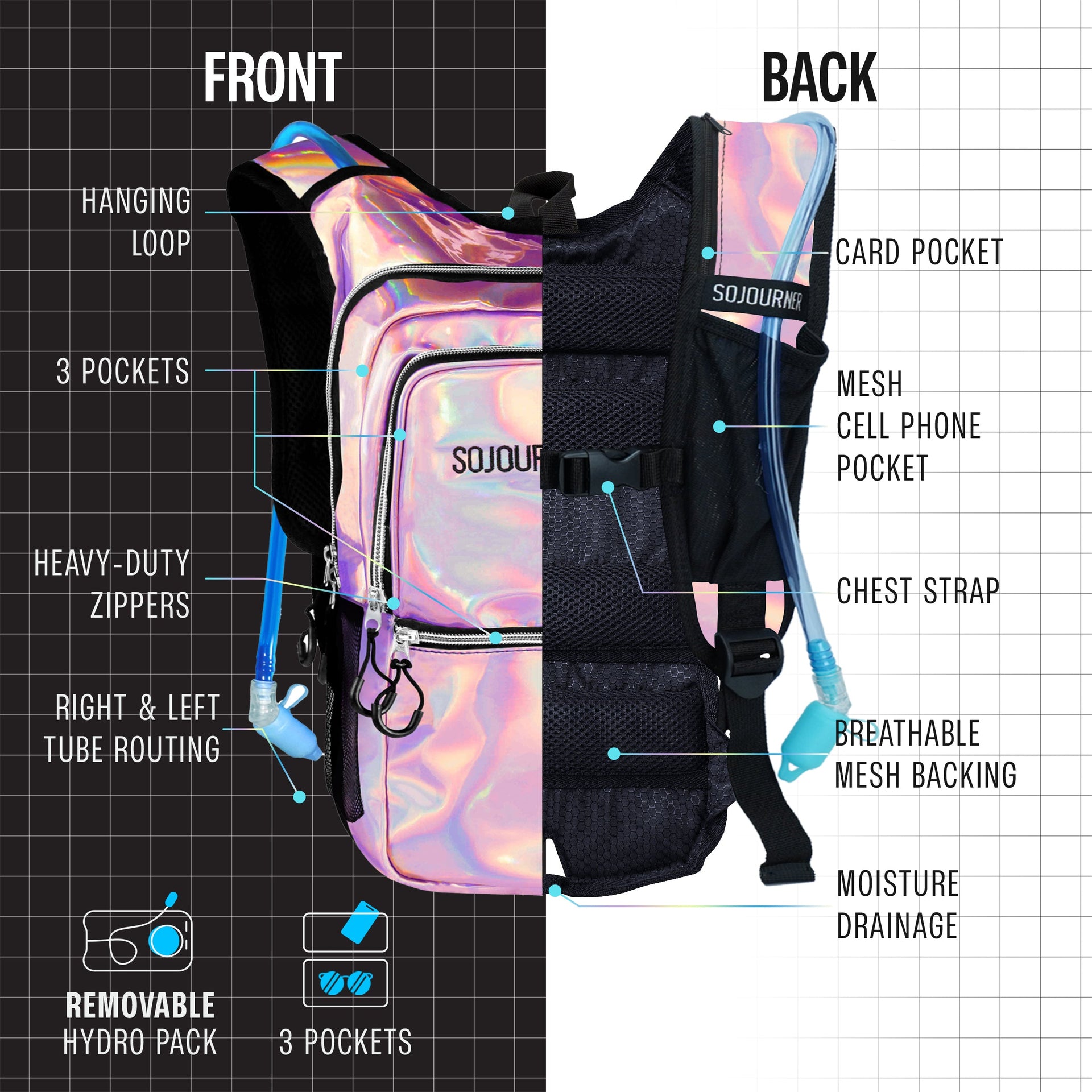 Hydration Pack Backpack Medium Lightweight Water Bladder Hiking Running