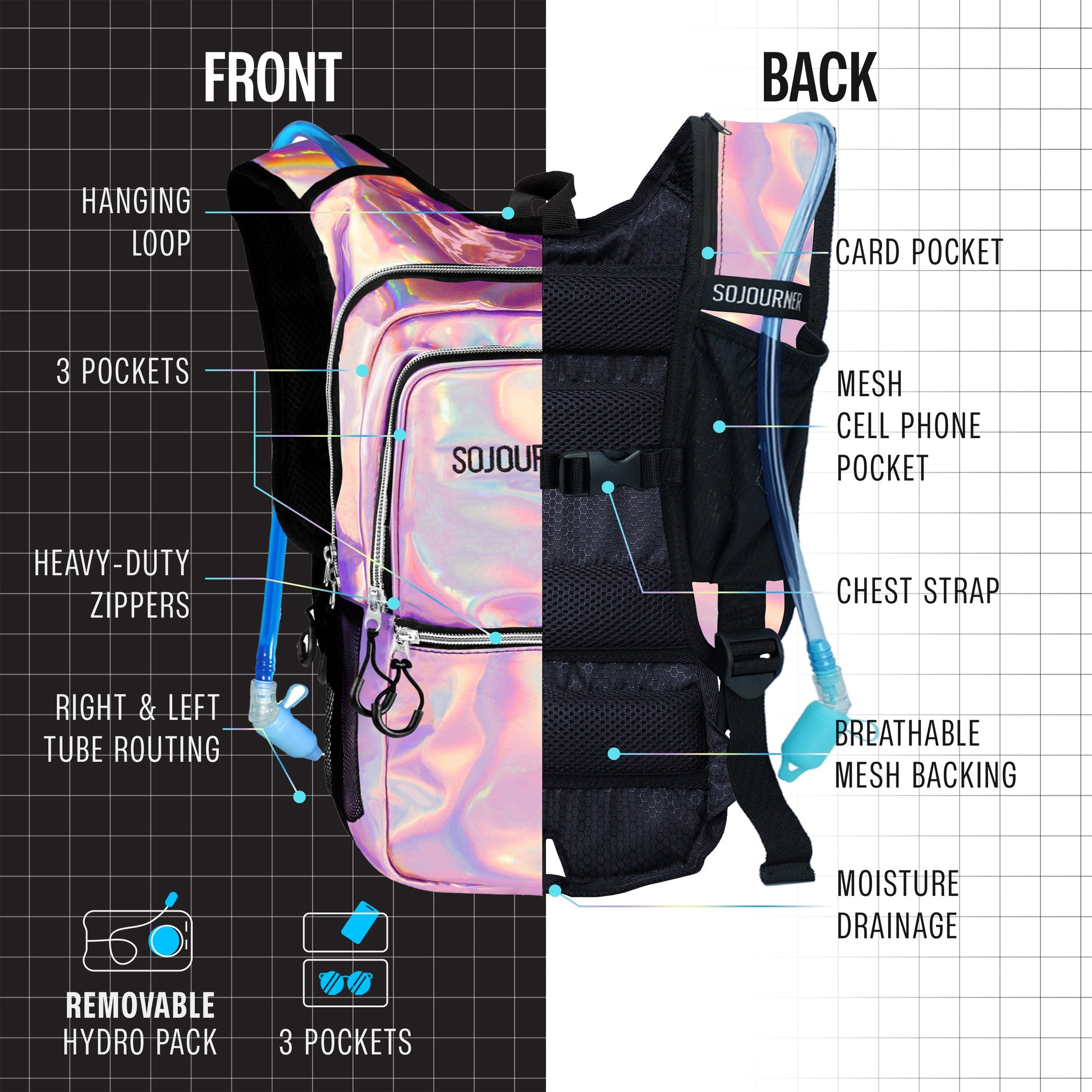 Hydration Pack Backpack Medium Lightweight Water Bladder Hiking Running