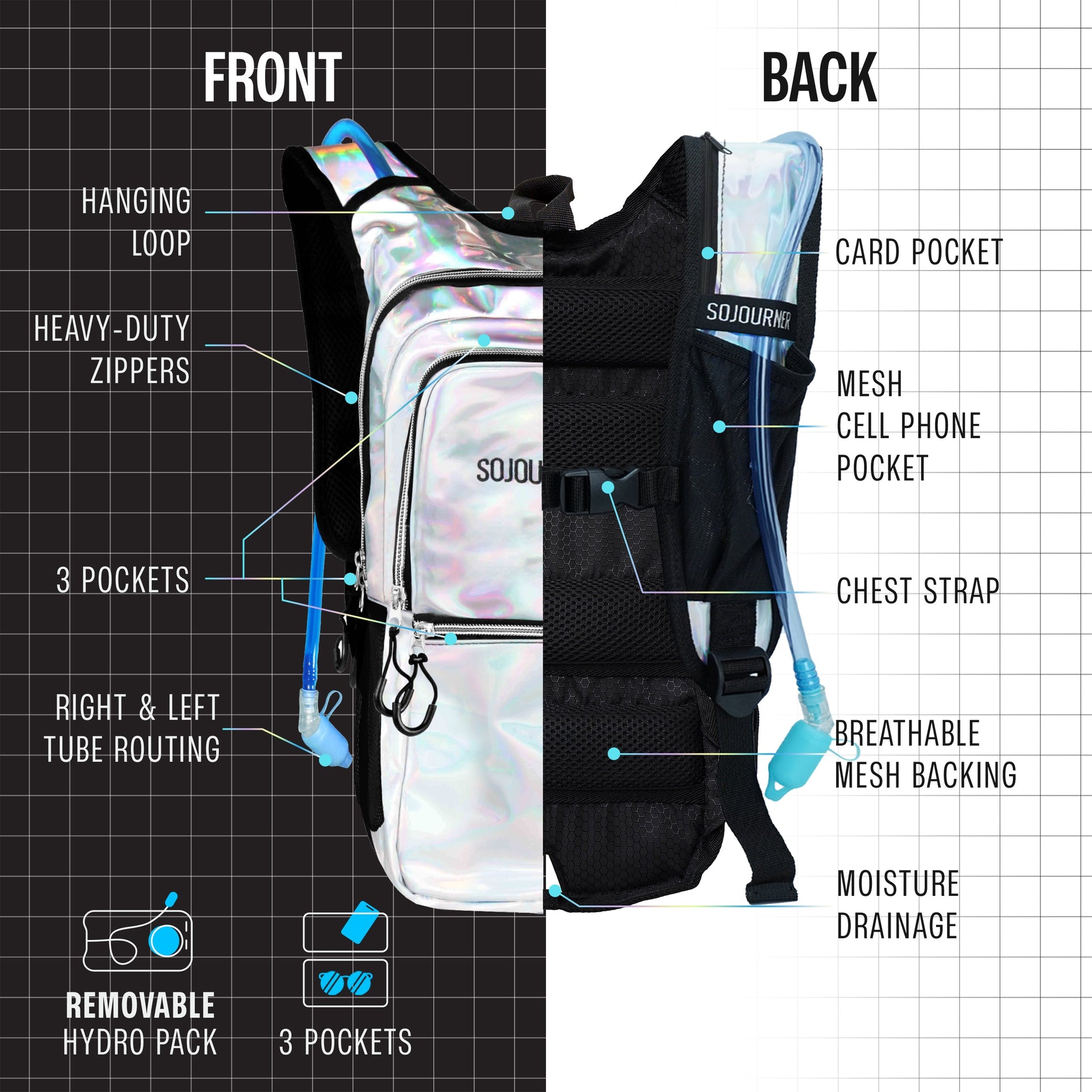 Hydration Pack Backpack Medium Lightweight Water Bladder Hiking Running