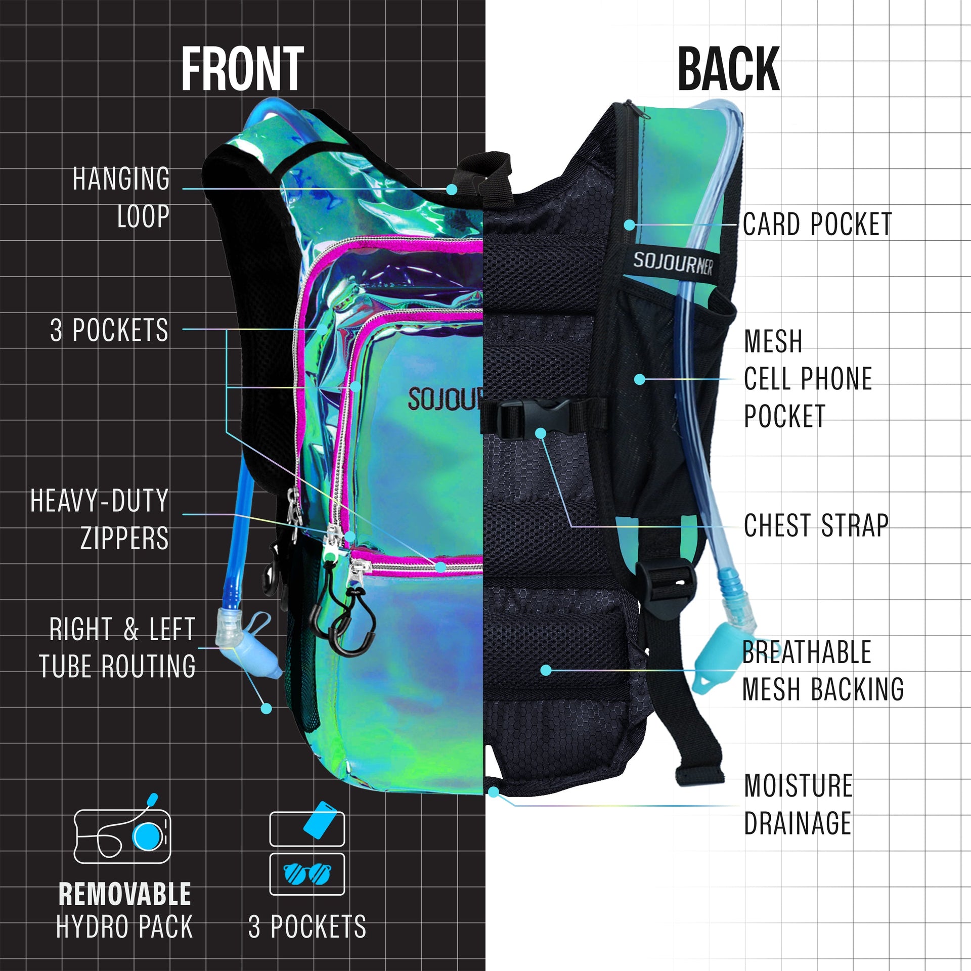 Hydration Pack Backpack Medium Lightweight Water Bladder Hiking Running