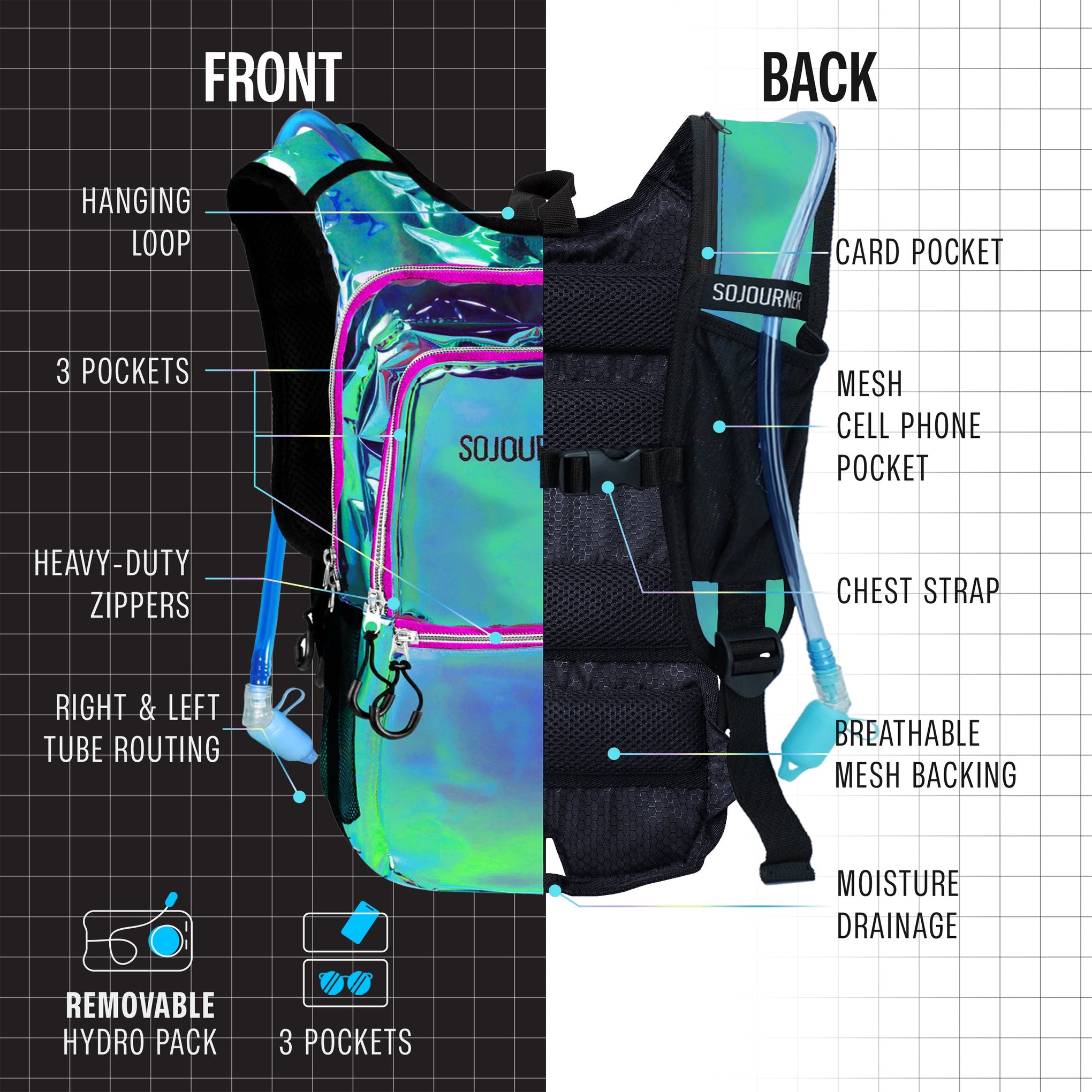 Hydration Pack Backpack Medium Lightweight Water Bladder Hiking Running