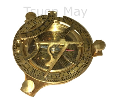 Solid Brass Sundial Compass Sun Dial Outdoor Navigation Vintage Tool