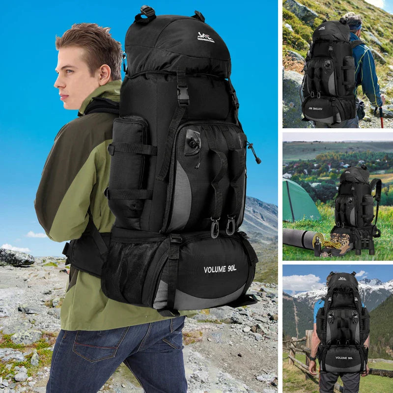 90L Waterproof Hiking Backpack Large Capacity Camping Trekking Rucksack Travel