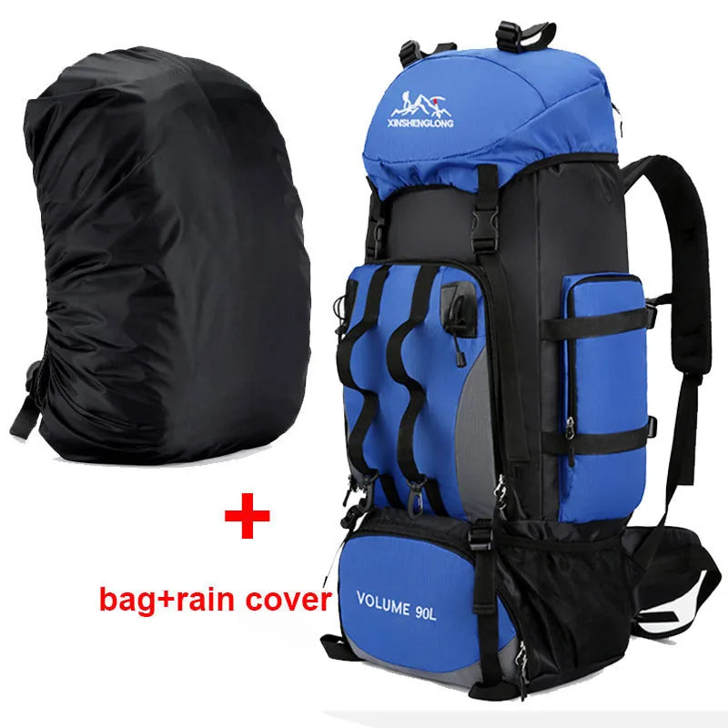 90L Waterproof Hiking Backpack Large Capacity Camping Trekking Rucksack Travel