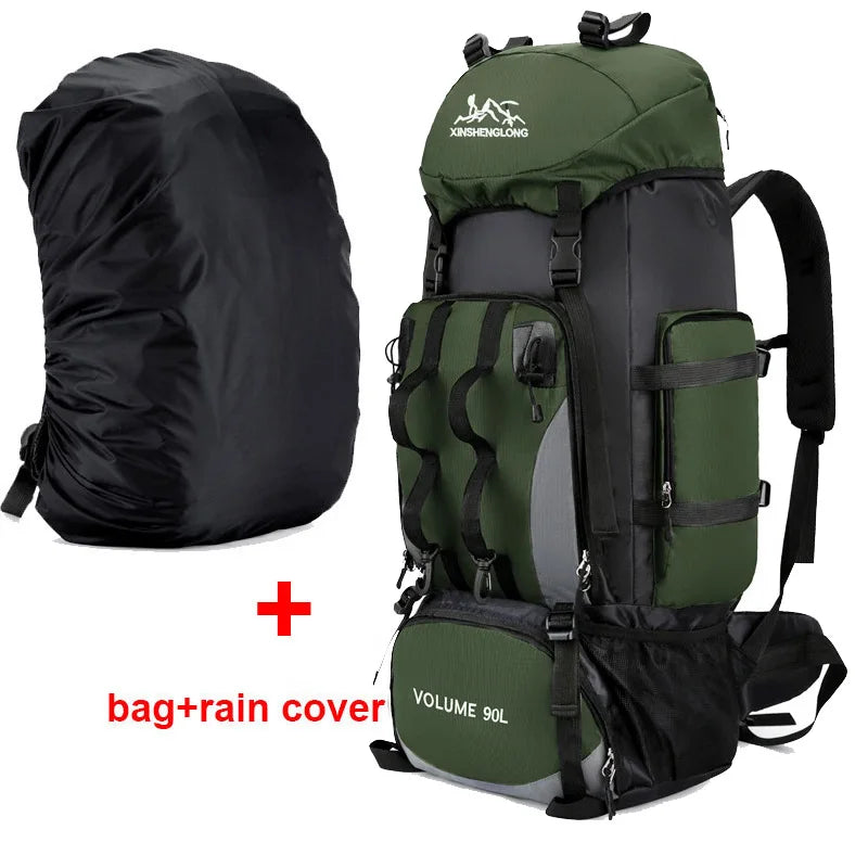 90L Waterproof Hiking Backpack Large Capacity Camping Trekking Rucksack Travel