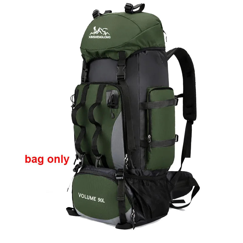 90L Waterproof Hiking Backpack Large Capacity Camping Trekking Rucksack Travel