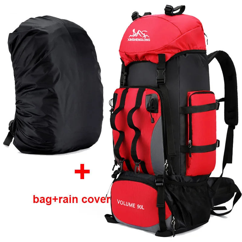 90L Waterproof Hiking Backpack Large Capacity Camping Trekking Rucksack Travel