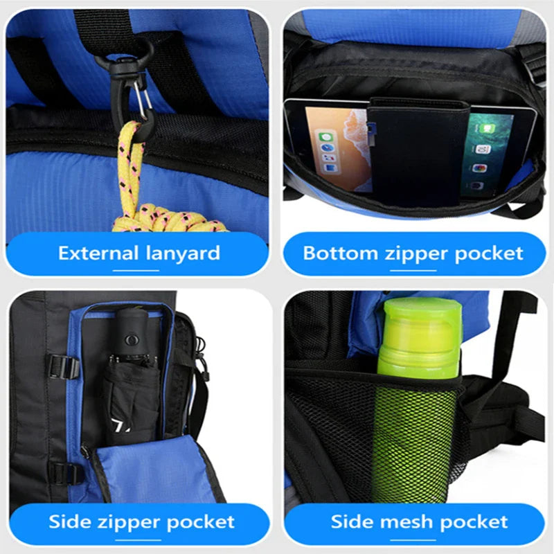 90L Waterproof Hiking Backpack Large Capacity Camping Trekking Rucksack Travel