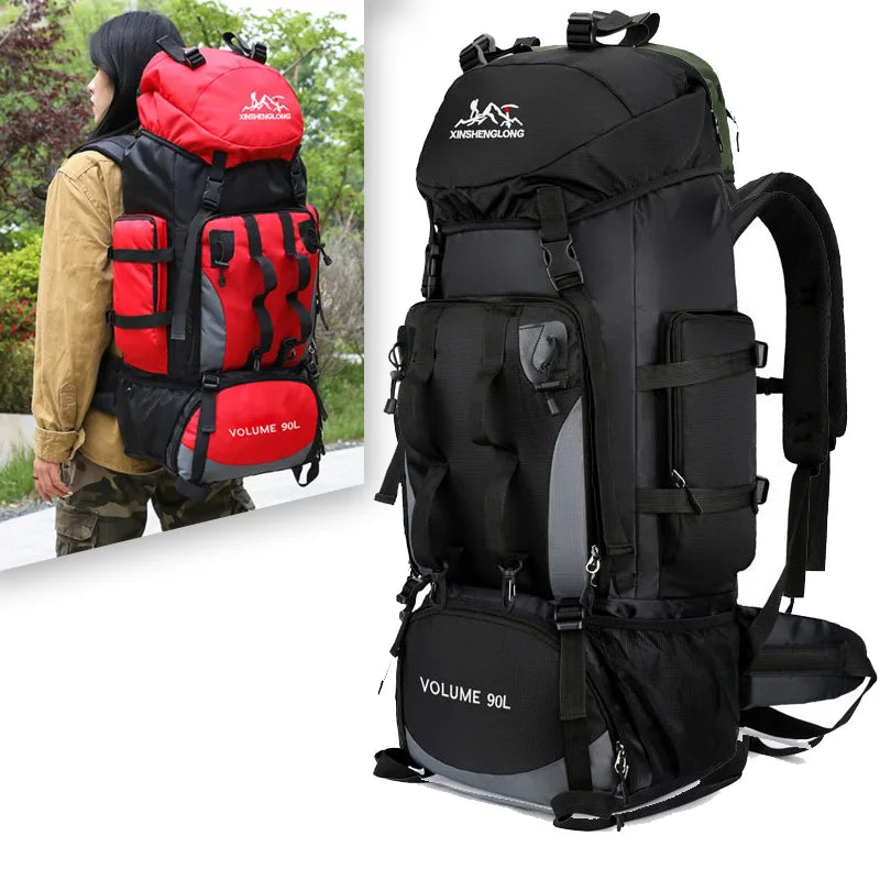 90L Waterproof Hiking Backpack Large Capacity Camping Trekking Rucksack Travel