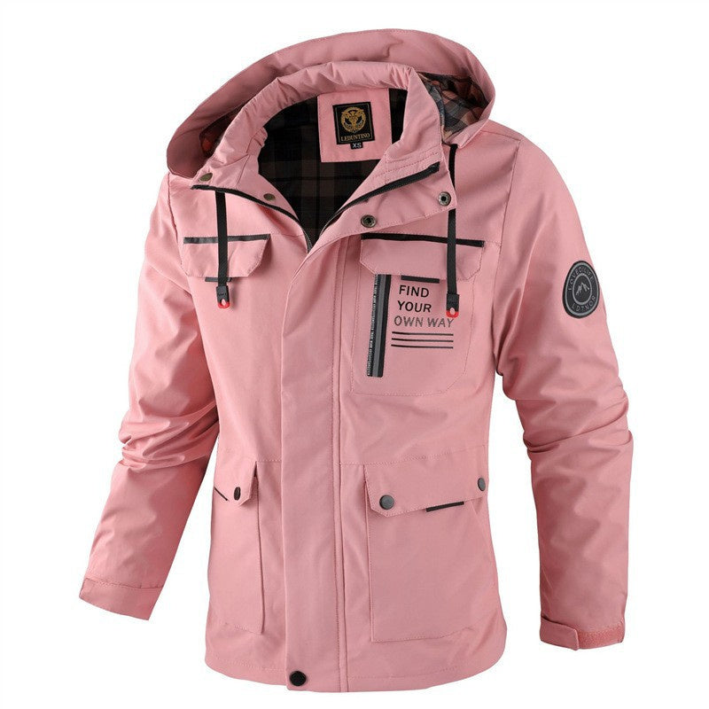 Men Casual Hooded Windbreaker Waterproof Soft Shell Winter Warm Outdoor Jacket
