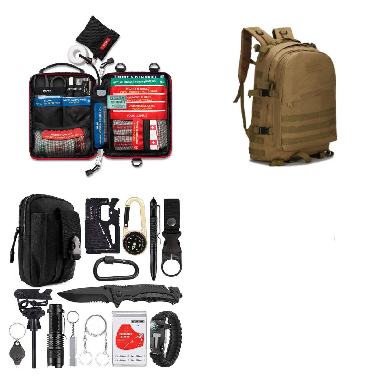 Multi-Function Outdoor Camping Survival Tool SOS Self Defense Equipment Kit