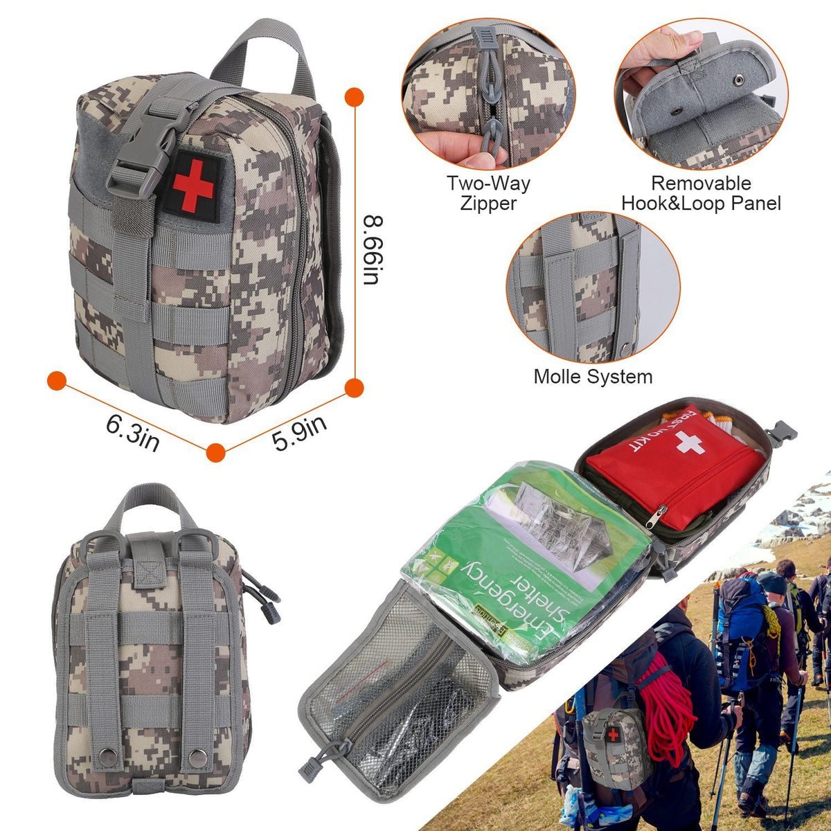 125Pcs Survival Kit for Outdoor Adventures - Professional Emergency Gear & Tactical First Aid Supplies for Camping, Hiking, and Hunting