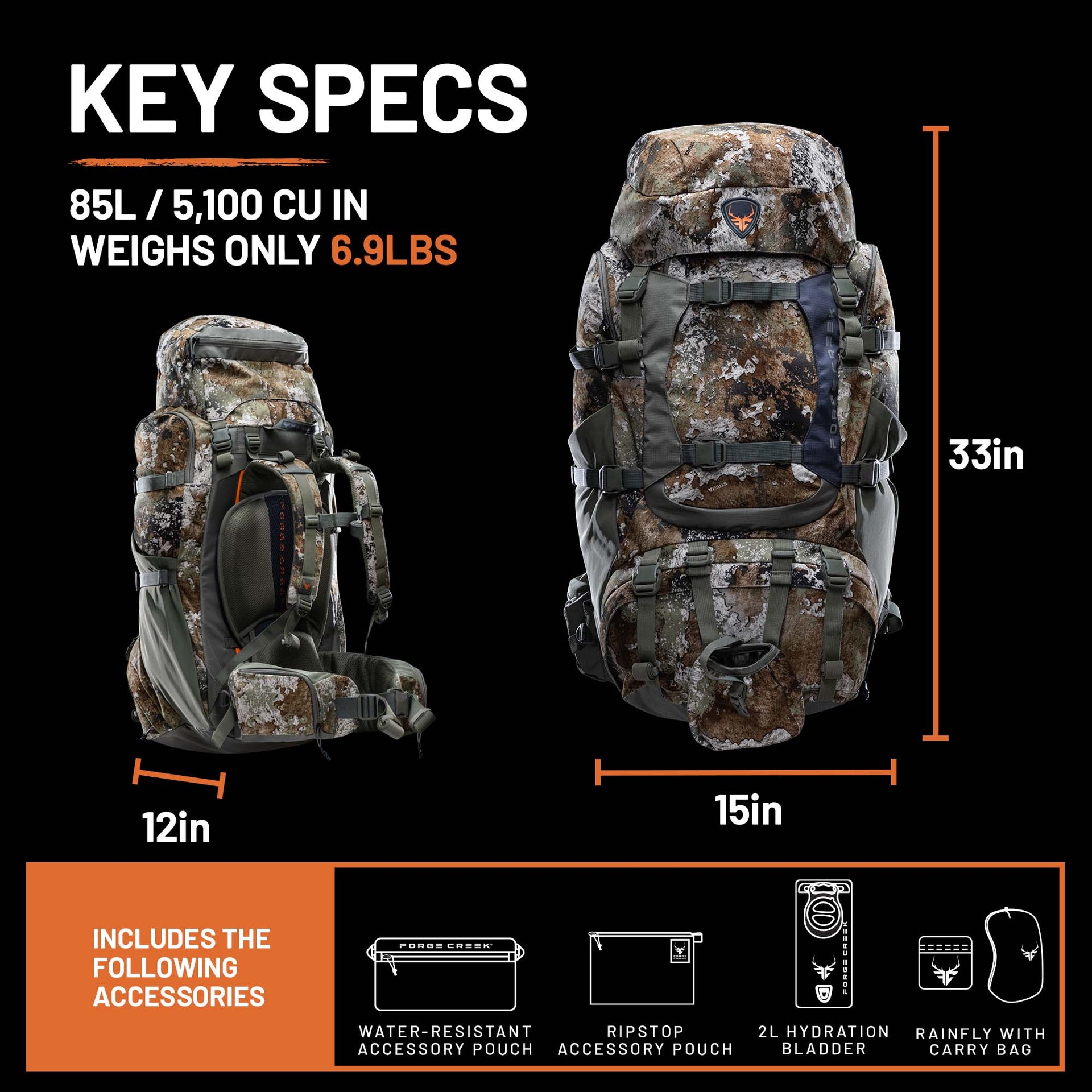Expedition Pack Heavy Duty Outdoor Hiking Camping Travel Backpack Gear
