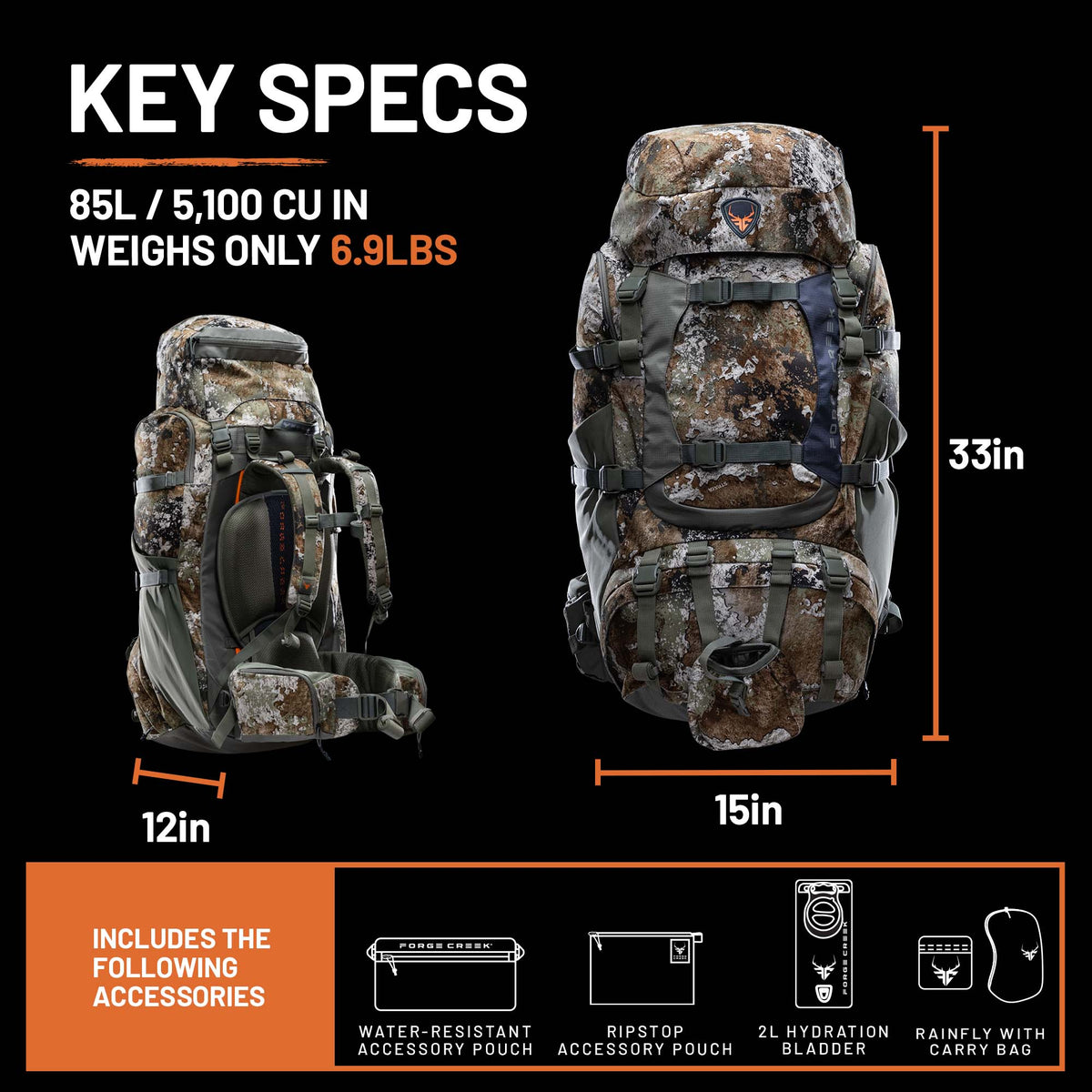 Expedition Pack Heavy Duty Outdoor Hiking Camping Travel Backpack Gear