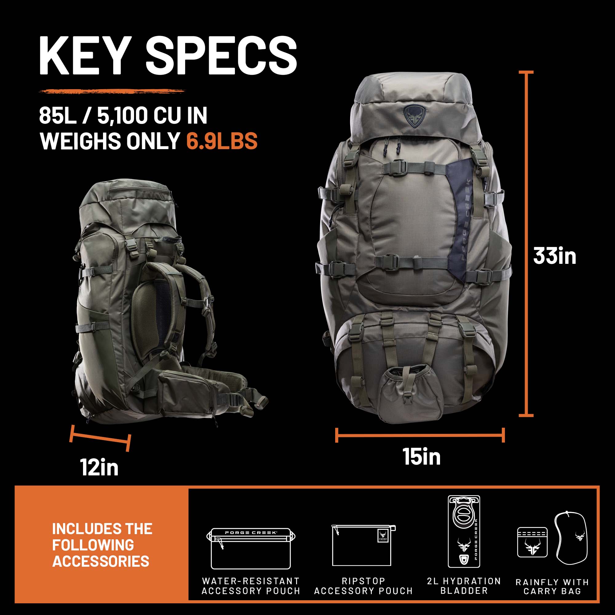 Expedition Pack Heavy Duty Outdoor Hiking Camping Travel Backpack Gear