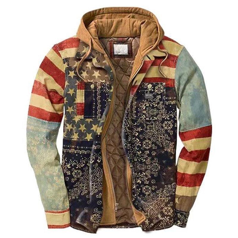 Men’s Plaid Hooded Jacket Autumn Winter Warm Casual Shirt Jacket